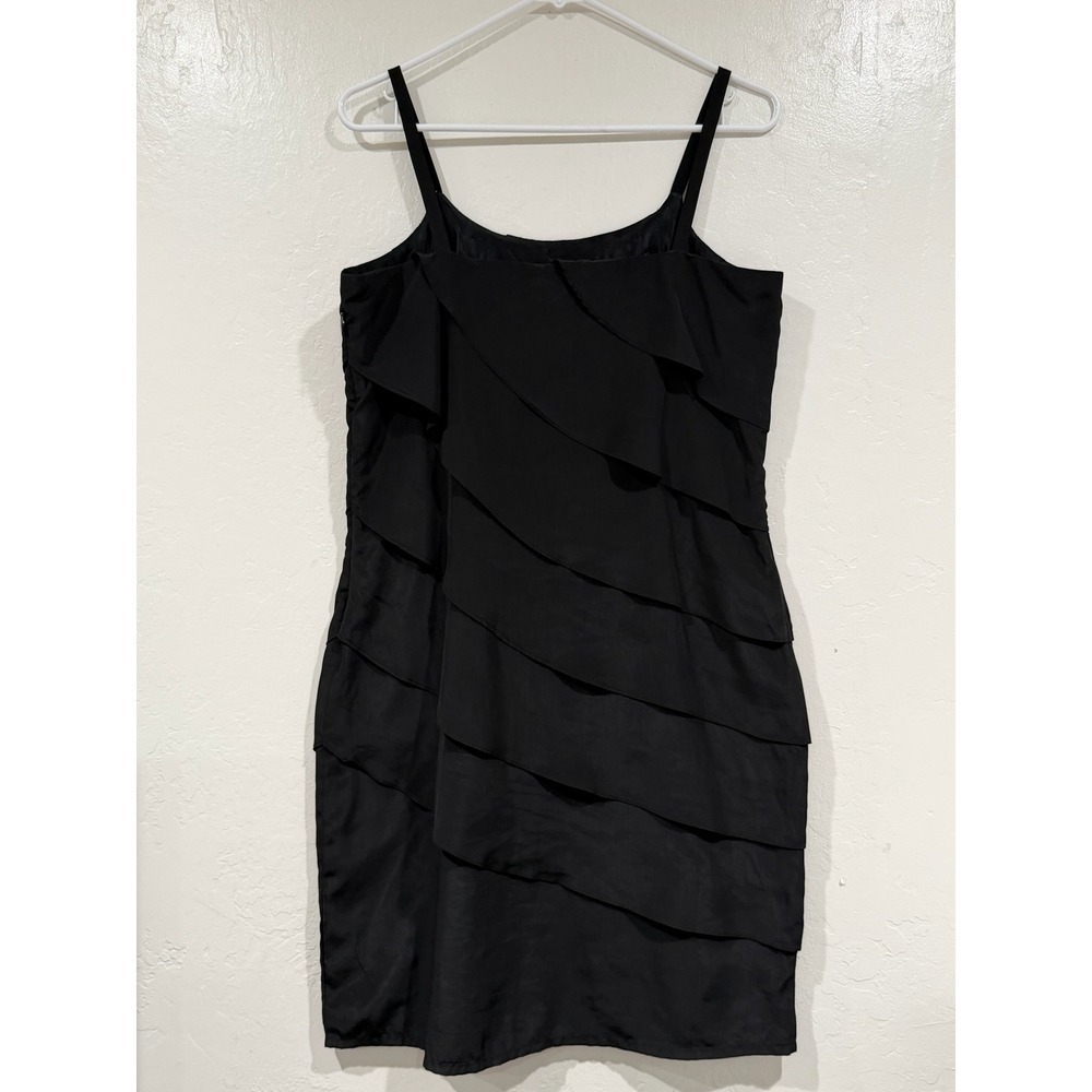 Stile Benetton Black Tiered Ruffle Cocktail Dress Sleeveless Size S Small